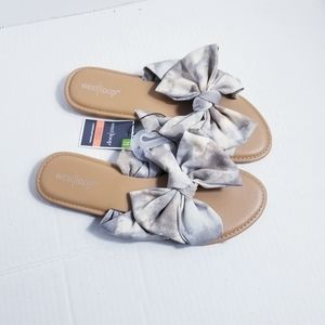 NWT WEST LOOP SANDALS WITH BLEACH LOOKED BOW SIZE M 7/8
